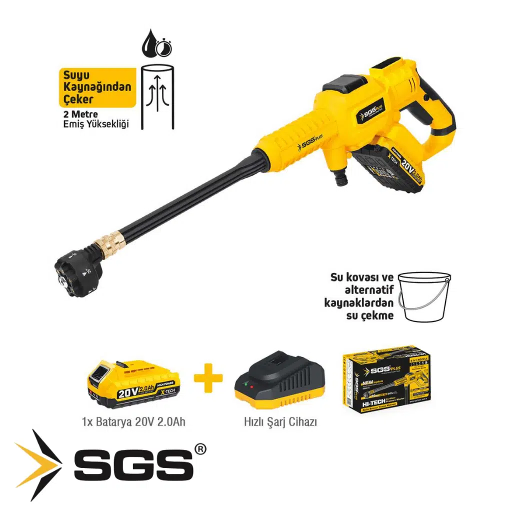 SGS AKÜLÜ BASINÇLI YIKAMA MAKİNESİ SETİ 30BAR 435 PSI 1.2.0AH